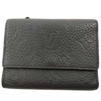 Louis Vuitton Black Leather Wallet (Tri-Fold) (Pre-Owned)