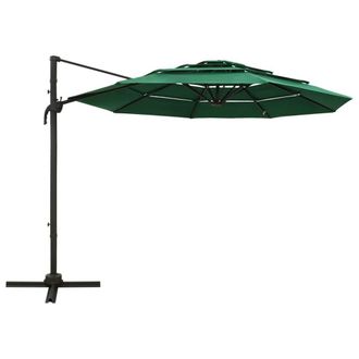 Berkfield Home 4-Tier Parasol with Aluminium Pole Green 3x3 m