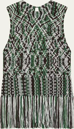 Wales Bonner Java Macrame Fringe Sleeveless Top