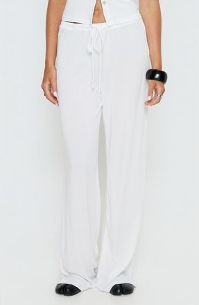 Princess Polly Gavrielle Pull-On Straight Leg Jersey Pants in White at Nordstrom, Size 12