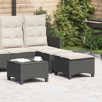 vidaXL Sgabelli Giardino con Cuscini 2 pz Nero 55x55x36 cm Polyrattan - Vidaxl