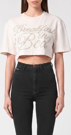 Philipp Plein T-shirts crop con strass