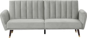 Beliani Beliani - Sof&aacute; Cama 3 Plazas De Terciopelo Gris Claro Convertible Dormitorio Vimmerby