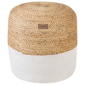 Beliani Beliani - Puf De Algod&oacute;n Yute Blanco &Oslash; 46 Cm Relleno De Eps Reposapi&eacute;s Otomana Boho Dalama