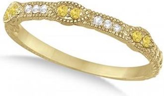 Allurez Vintage Stacking Diamond & Yellow Diamond Ring Band 14k Yellow Gold (0.15ct)