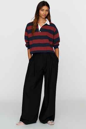 Good American 100% Cotton Cropped Rugby Polo Shirt Top