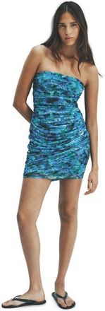 H&M Draped Bandeau Dress in Turquoise/floral at Nordstrom, Size Xx-Large