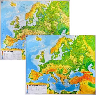 OEM Europa. Geograf&iacute;a General (f&iacute;sica) / Para Ejercicios. Mapa Mural A Doble Cara