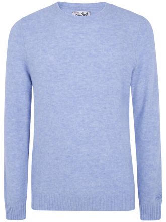 MC2 Saint Barth Regent Light Blue Ribbed Cuffs Wool-Cashmere Sweater