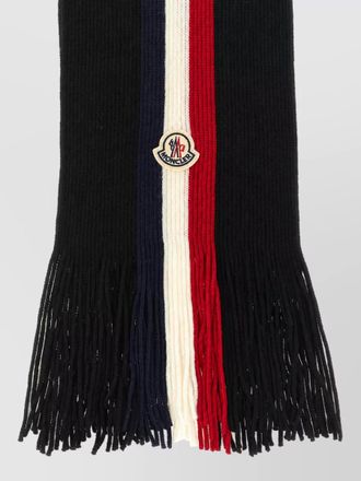 Moncler wool ribbed tricolor scarf