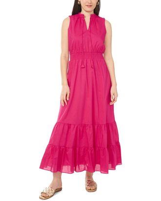 Vince Camuto Tie Neck Smocked Waist Maxi Dress