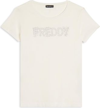 Freddy T-Shirt in jersey modal con Logo Strass