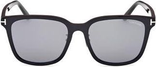 Tom Ford 56mm Square Sunglasses in Shiny Black /Gradient Smoke at Nordstrom Rack