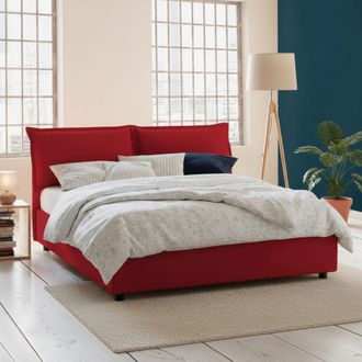 Talamo Italia Talamo Italia - Cama Matrimonial Maddalena, Cama Contenedor Con Revestimiento De Tela, 100% Made In Italy, Apertura Frontal, Adecuado Para Colch&oacute;n Cm 