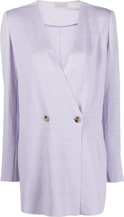 MRZ double-breasted linen coat - women - Linen/Flax/Polyamide - S - Purple