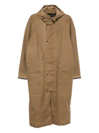 N.Peal hooded wax riding coat - men - Cotton/Polyester/Viscose/Elastane - L - Brown