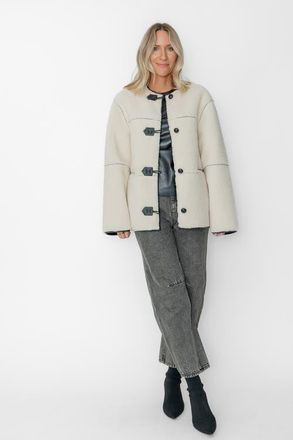 Central Park West Hazel Reversible Jacket in Cream at Nordstrom, Size X-Small