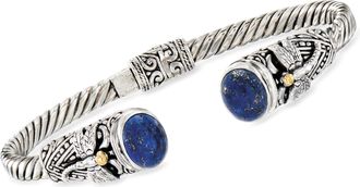 Ross-Simons Lapis Bali-Style Dragonfly Cuff Bracelet in Sterling Silver and 18kt Yellow Gold