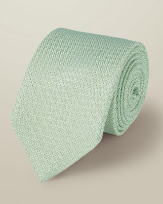 CHARLES TYRWHITT Silk Grenadine Italian Tie - Light Green Size OSFA by Charles Tyrwhitt