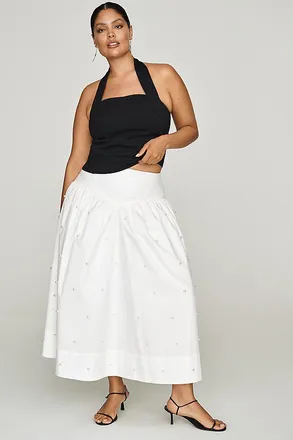 English Factory Drop-Waist Floral Skirt