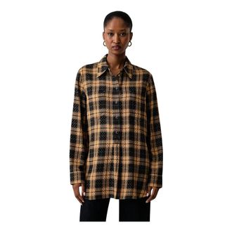 Pinko Pinko - Geruit overhemd met strass-steentjes - Dames - Blouses & Shirts - Veelkleurig - Maat: S Viscose