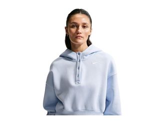 Nike Sportswear Phoenix Fleece Oversized Crop Henley Hoodie Womens Sweatshirt Hydrogen Blue/Sail : XL (US 16-18), Cotton/Polyester