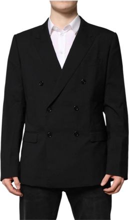 Dolce & Gabbana Zwart Martini Double Breasted Pak Jas - Heren - Blazers - Zwart - 2XL - Wol - Jassen