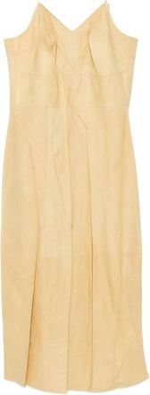 Calvin Klein Fia Dress - Dames - Casual kleedjes - Beige - XS - Leer - Kleedjes