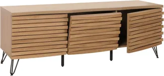 Hhg Hhg - Tv Rack 441, Mueble Bajo Para Tv, Dise&ntilde;o 3d Compartimentos De Almacenamiento, Mdf Metal 52x142x44cm, Natural