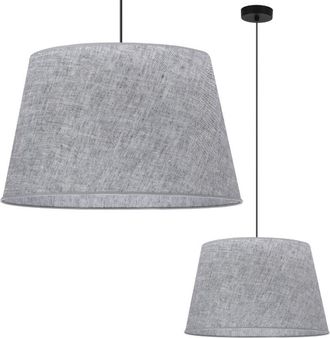 OEM L&aacute;mpara Colgante, Cono De Lino, Negro, 1 Plana, Pantalla Gris L03 44cm