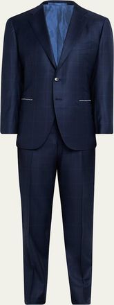 Cesare Attolini Mens Plaid Wool-Silk Suit