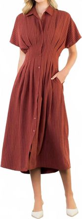 THML Clothing Short Sleeve Striped Maxi Dress In Red