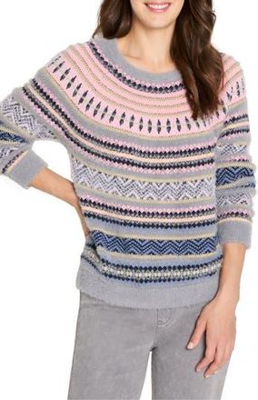 Nic+Zoe Cozy Fair Isle Sweater in Grey Multi at Nordstrom Rack, Size X-Large