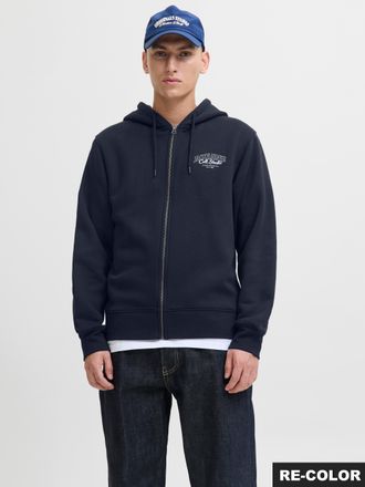 Jack & Jones Kapuzensweatjacke JACK & JONES JJMAKOTO SWEAT ZIP HOOD, Herren, Gr. XS, sky captain, angeraute Sweatware, Obermaterial: 80% Baumwolle, 20% Polyester, 