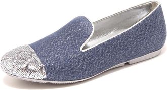 Hogan Sequin Loafer Schoenen Blauw Zilver - Dames - Loafers - Grijs - 39 1/2 EU - Pailletten - Schoenen