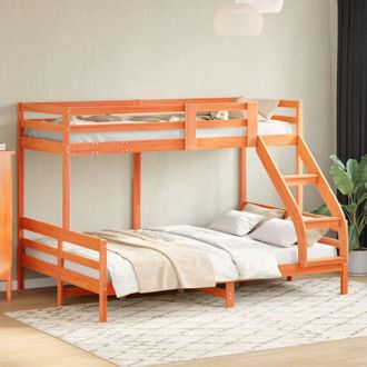 vidaXL Vidaxl - Letto a Castello 80x200/140x200 cm Marrone Cera Massello Pino