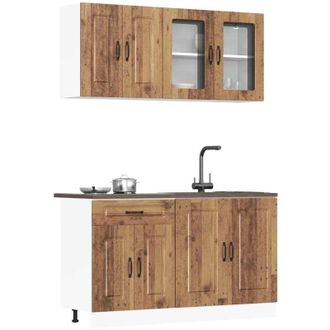 vidaXL Vidaxl - Mueble Cocina Kalmar Madera Vieja 4 Pzas Madera Contrachapada