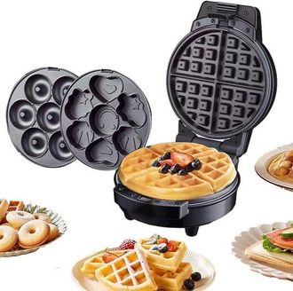 OEM M&aacute;quina El&eacute;ctrica 3 En 1 Para Hacer Gofres Y Donuts Con Placas Intercambiables Para Mini Pasteles