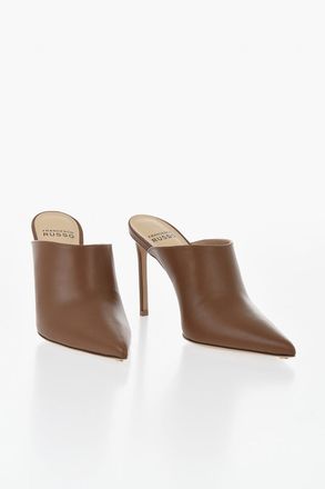 Francesco Russo Leather Mules with Pointed Toe and 11cm Stiletto Heel Francesco Russo