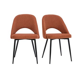 Miliboo Set De 2 Sillas Vintage De Tejido Efecto Aterciopelado Texturizado Terracota Y Metal Cosette