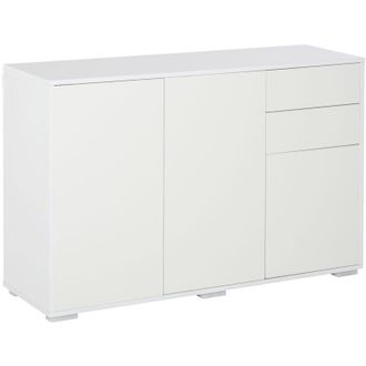 HOMCOM Homcom - Mobiletto Multiuso Bianco 2 Armadietti Apertura a Pressione 2 Cassetti
