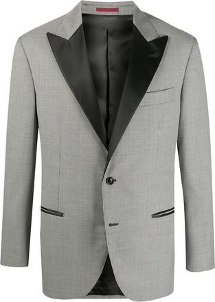 Brunello Cucinelli Black Lapel Grey Blazer, Brand Size 50 (US Size 40)