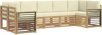 vidaXL Conjunto De Sof&aacute;s De Exterior 7 Uds. Blanco Y Crema Poli&eacute;ster Vidaxl