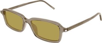 Saint Laurent Rechthoekige Zonnebril - Heren - Accessoires - Grijs - Maat: 53 MM Nylon