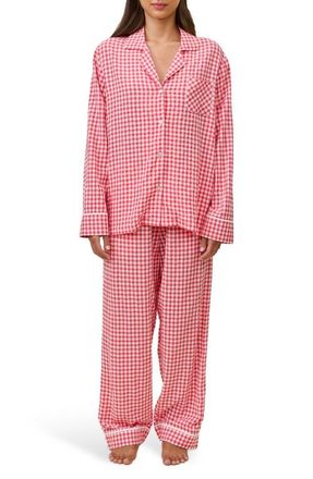 Papinelle Sleepwear Seersucker Gingham Cotton Blend Pajamas in Geranium at Nordstrom, Size Xx-Large