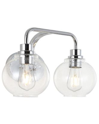 Jonathan Y Designs Jonathan Y Sandrine 17.5In 2-Light Iron/Seeded Glass Cottage Rustic Led Vanity Light