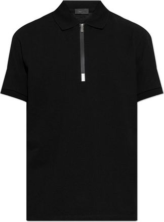Moncler Logo Patch Katoenen Polo Shirt - Heren - Polos - Zwart - M - Katoen - Tops