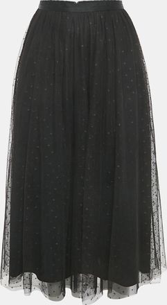 Needle & Thread Black Patterned Tulle Flared Midi Skirt