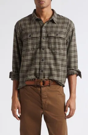 Ralph Lauren Eaton Plaid Cotton Twill Workshirt in Rl-813 Grey/white at Nordstrom, Size Xx-Large