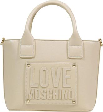Love Moschino Schoudertas met Logoplaat - Dames - Handtassen - Beige - ONE Size - Polyester - Tassen